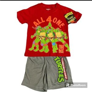 Teenage Mutant Ninja Turtles Red T-Shirt and Gray Shorts Set 4T